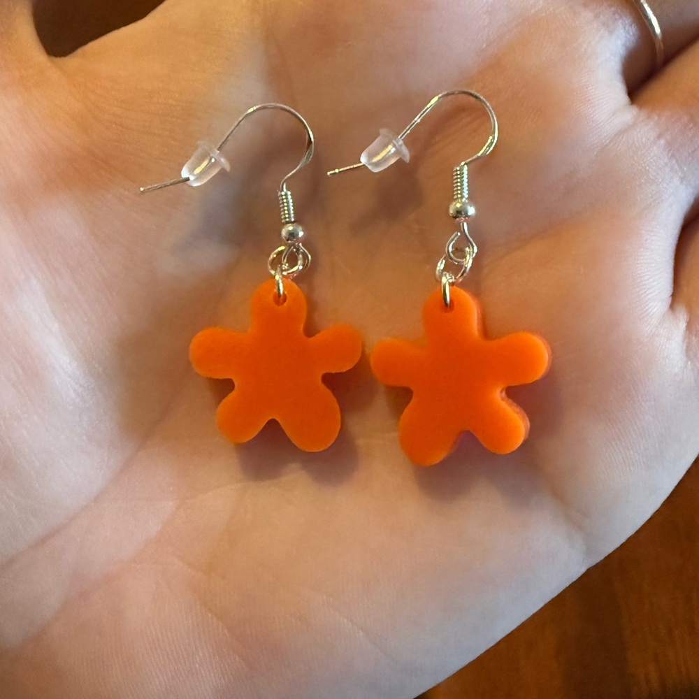 Orange Flower-Shaped Earrings